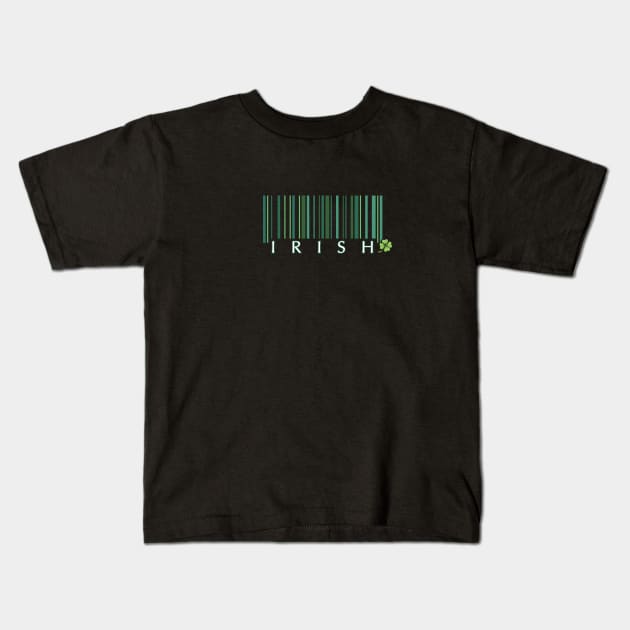 Irish barcode and shamrock Kids T-Shirt by Finji